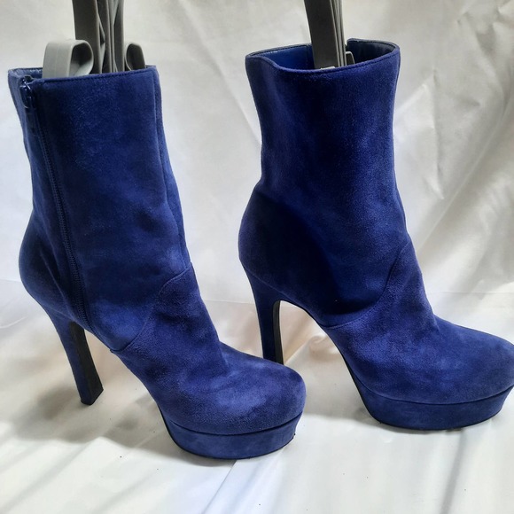Jessica Simpson Sexy Purplish Blue Suede Exotic Dancer High Heel Platforms 9 - Picture 1 of 7